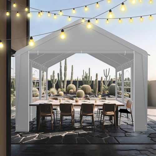 LZQ Cenador de 3 x 6 metros con techo de polietileno de 170 g/m² y paneles laterales con ventana, tienda de campaña para fiestas de 3 x 6 m, de acero galvanizado, protección UV, como pérgola o tienda