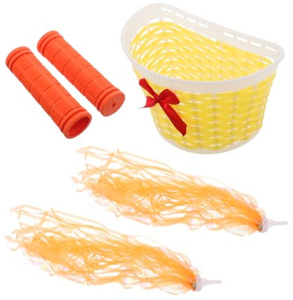 INOOMP 1satz Kinderfahrradkorb Bunten Quasten Und Lenkergriffen Woven Basket Für Jungen Und Mädchen Für Straßenfahrräder Und Roller