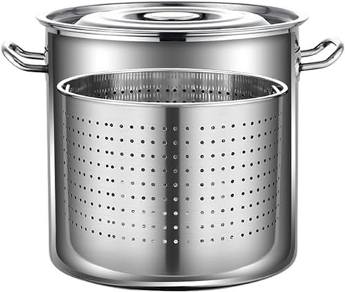DLAZUM Olla para Sopa con Tapa, Olla Grande para cangrejos, Olla con Cesta, Olla para Acampar, Ideal para casa y Restaurante, 50 x 50 cm,35cmx35cm