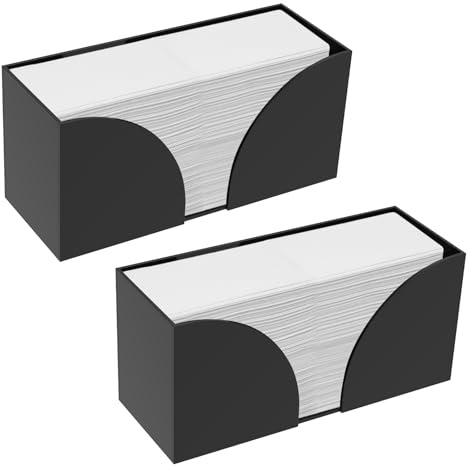 Confezione da 2 portasciugamani di carta per piano di lavoro, dispenser di tovaglioli in acrilico nero per asciugamani a Z piega a C multipiega a tre pieghe per bagno, cucina, camera da letto, casa