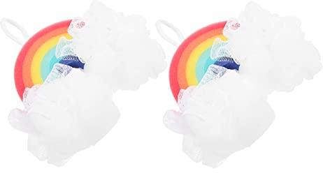 Homoyoyo 2 Stück Regenbogen Badeblumen Peeling Schwämme aus Pe für Sanfte Körperpeeling und Entfernung Abgestorbener Haut Farbenfrohe Badekugeln für Kinder und Erwachsene
