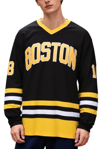 SERTAS Gilmore Jersey #18, 90er Jahre Hip-Hop-Kleidung für Party, langärmelig, gelb, Eishockey-Trikot für Sport, Camping, gelb, L