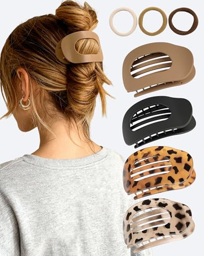 lulir 4 PCS Pinces à Cheveux Plates Femme, Flat Hair Clip Antidérapant
