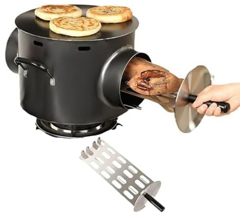 Parrilla de gas para barbacoa, horno portátil de acero inoxidable sin humo para camping, picnics y uso en el jardín