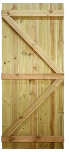 Bespoke Flat Top Wooden Garden Gate, 7ft x 2.5ft T&G Semi-Braced Door | Up to 210cm High x 75cm Wide, Made to Measure, Heavy Duty, Pressure Treated, Pedestrian Rear Gate Entry, Side Gate Entrance