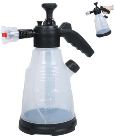 Ginwrek Pulverizador de espuma, 2,3 L de grosor, plástico para lavado de coche con 2 boquillas, botella de spray de espuma para coche, jardín, hogar, limpieza de hotel, color blanco