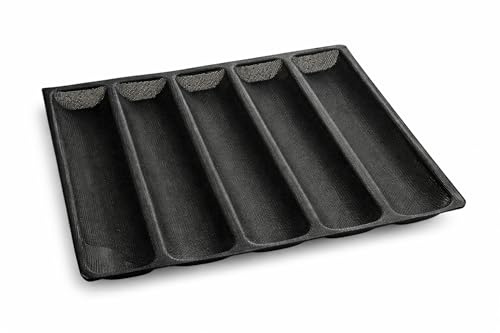 Générique Moule à Baguettes Perforé 5 Empreintes 45cm – Plaque de Cuisson Antiadhésive pour Pain Maison, Baguettes Croustillantes, Moule Boulangerie Four Professionnel