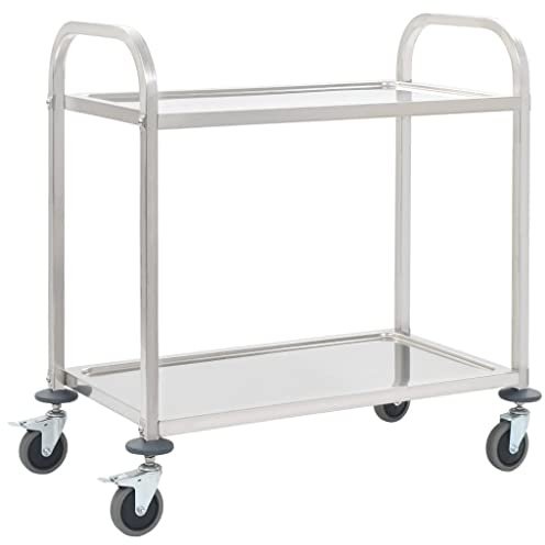 vidaXL 2-Stufiger Servierwagen 96,5 x 55 x 90 cm Edelstahl