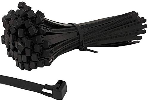 UKCable-Ties 25 Pack Reusable - Releasable Cable Ties Black Neutral Heavy Duty Long Zip Tie (300mm x 7.6mm, Black)