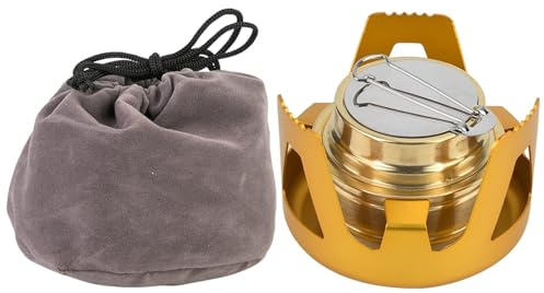 Spirituskocher Camping, Tragbare Mini Alkohol Brenner Kocher Camping Herd Backpacking Campingkocher f¨¹r Kochen im Outdoor Picknick Camping(Golden)