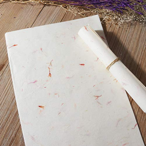 STOBOK 40 Piezas de Papel de Caligrafía China Planta Natural Flor Cepillo de Arroz Papel Artesanal Hecho a Mano Arte Tejido Xuan Carta de Escribir