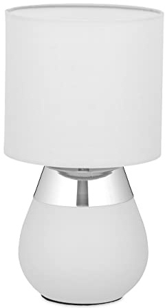 Relaxdays Nachttischlampe Touch dimmbar, grau-silber