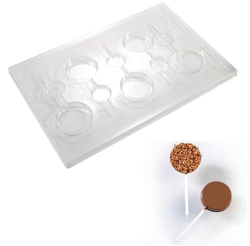Martellato 20L007 Lot de 2 moules à sucettes en plastique avec 5 cavités rondes Diamètre 50 mm Hauteur 9 mm