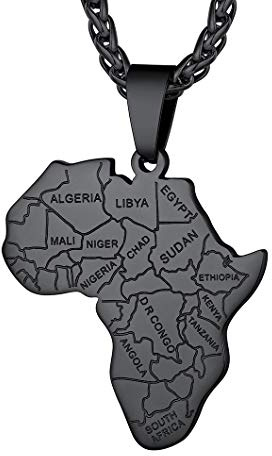 Richsteel personalisierte Afrika Karte Edelstahl Herren Kette mit Afrika Karte Anhänger Horusauge Anhänger mit Geschenkebox für Herren und Damen