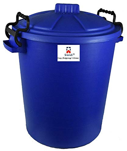 Srendi® Small/Medium/Large Plastic Coloured Bin/Waterfroof/Rodent Proof/Ideal for Outdoor/Animal Feed/Food/Storage/Flour Locking Lid (50L, Blue)