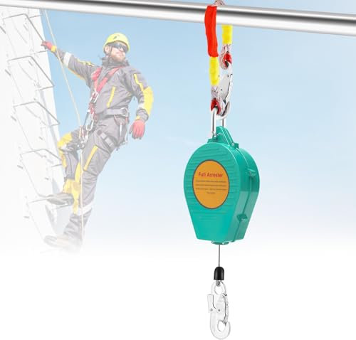 YJINGRUI Self Retracting Lifeline 330lbs/150KG Fall Arrester Fall Protection with Alloy Steel Hook & Steel Wire Rope 33ft (10m)