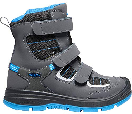 KEEN Little Kid's Redwood Winter Mid Height Leather Waterproof Snow Boot, Raven/Magnet, 8 LK (Little Kid's) UK