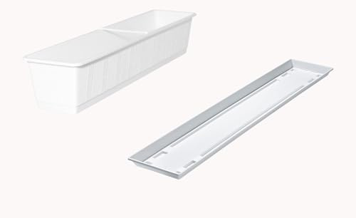 Fuchs seit 1895 Jardinière de balcon standard avec soucoupe assortie, couleurs : blanc, longueur : 80 cm