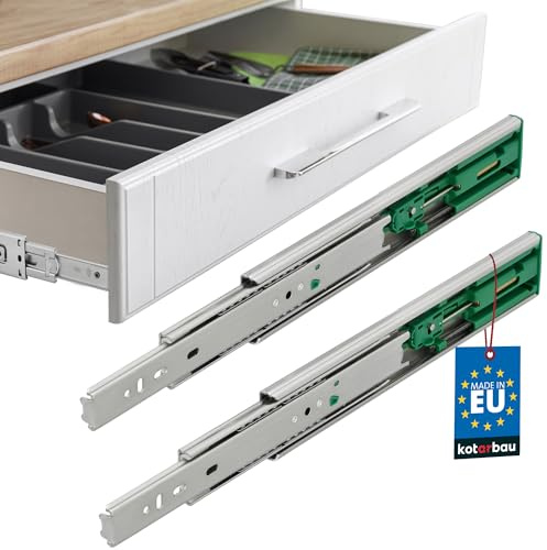 KOTARBAU® Schubladenschienen Vollauszug Stahl Schubladenschienen Softclose Auszüge Schubladenauszüge Vollauszüge Teleskopschienen Schienen für Schubladen Schubladenauszug 250mm mit Selbsteinzug