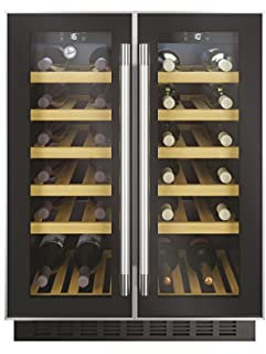 Hoover H-WINE 700 HWCB 60D/1, Vinoteca integrable, 38 botellas, 2 zonas, Anti UV, Filtro carbón, Compresor antivibraciones, Iluminación led, 38dba, 119l, Clase G