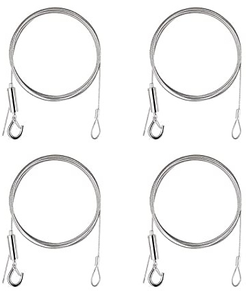Picture Hanging Wire Rope, Picture Hanging Chain, 1.5mmx1m, 4 PCS | Mirror Chain,Stainless Steel Wire Rope,Cable Suspension Kit,Hold Up to 20kg for LED Panel,Lights,Heavy-Duty Lighting
