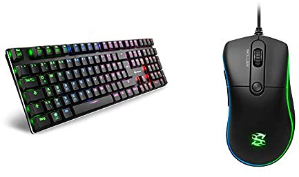 Sharkoon PureWriter RGB Mechanische Low Profile-Tastatur (RGB Beleuchtung, Blaue Schalter, Flache Tasten) Blau Schalter & Skiller SGM2 RGB Gaming Maus, optisch 6400 DPI, Ergonomische Form Mehrfarbig