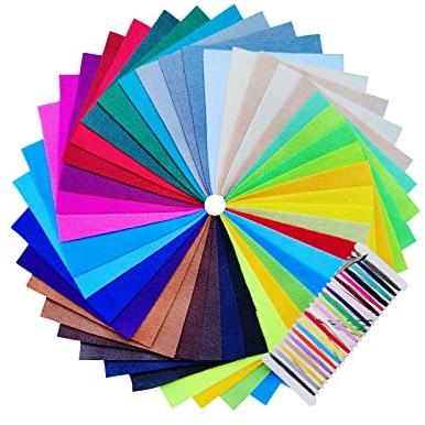 Jtnohx Filz zum Basteln, Steife Filzstoff, 20 x 30cm bastelfilz für Stickereien, 40 Stück Farbige Filz für DIY-Nähprojekte