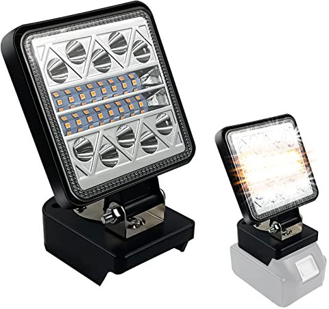 URUN LED Construction Spotlight for Makita Battery Lamp 18 V Battery, 26 LED Spotlights with 6 Modes Brightness 1600 LM Warm Light,Camping,White