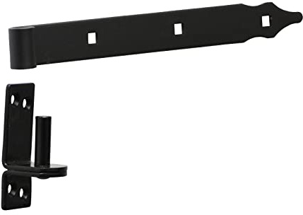 BRESKO Ladenband mit Kloben Set schwarz pulverbeschichtung 30-80 cm Torband Türband charnier Tor Gartentor (L: 300x35x4 mm / Ø13 mm Dorn)