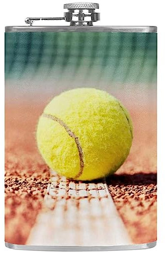 Flasque avec entonnoir Flacons personnalisés,court de tennis,Petit flacon portatif en acier inoxydable pour l'alcool