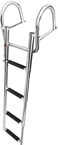 MObyat Scaletta per pontone a 4 gradini, Scala telescopica Interna in Acciaio Inossidabile, Scala per pontile Pieghevole, con Scala per ringhiera a Pedale, gradini Extra Larghi