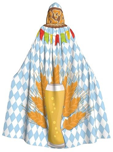 ZORIN Cape à capuche Costumes d'Halloween 59 Robe avec capuche Oktoberfest Chope de bière Blé Unisexe Déguisement Capes pour Halloween Noël Cosplay Party