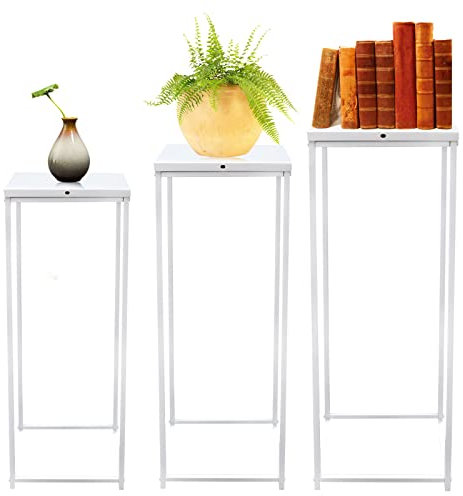 3 Stück Hochzeit Blumenständer, Blumentopf, Pflanzenständer Blumenhocker aus Metall, Pflanzenständer, Tafelaufsätze Säule Blumenständer, für Partytische Dekorationen Hochzeiten, Weiß