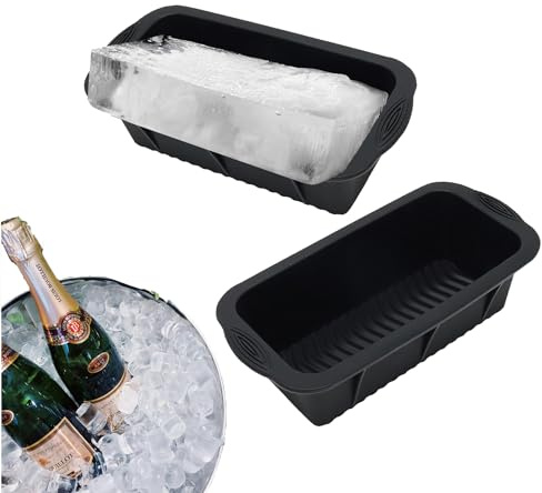 STFALI 2 Stück Silikon Eiswürfelform Groß, Eiswürfelform Groß für Eisbad, Eisformen Silikon für Kaltes Eintauchen oder Kühler, 25.5 * 13 * 7 cm Eisformen (Schwarz)