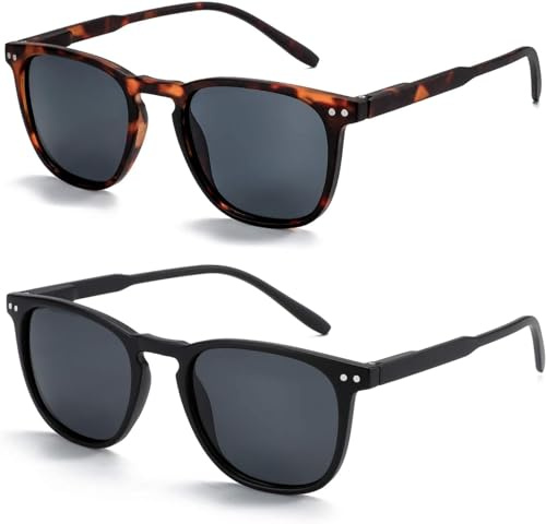 ZENOTTIC 2 Paare Polarisierte Sonnenbrille Damen Herren Unisex Retro Vintage Runde Quadratische UV400 Schutz