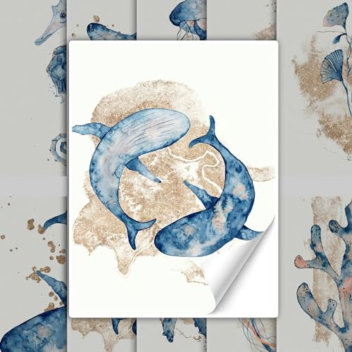 GRAZDesign Fliesenaufkleber Wal Unterwasser Bad Badezimmer Badfliesen selbstklebende Folie - 20x25cm / 10 Stück