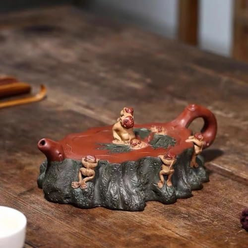 Tetera China, sección de mineral crudo hecha a mano, tetera de tocón de mono con viga de barro, juego de té antiguo de reflujo de la provincia de Taiwán.