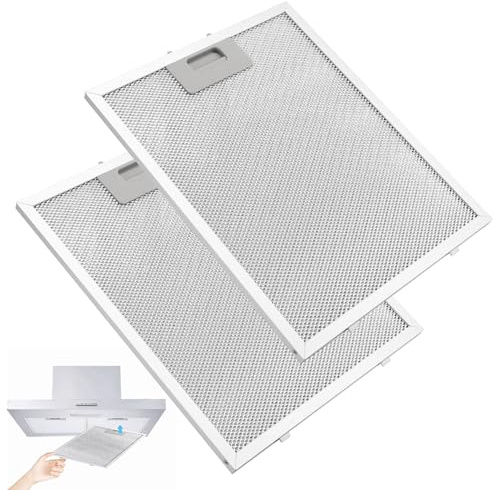 Pwocvoe 2 Pack Universal Cooker Hood Filter Replacement Metal Grease Filter Cooker Hood 5-Layer Aluminum Mesh Hood Vent Filter Cover Kitchen Extractor Fan Filter 320 x 260mm for Cooker Hood