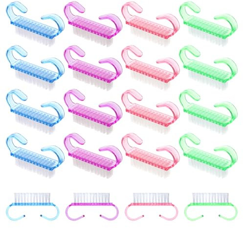 Aeaocvo Lot de 20 brosses à ongles avec poignée, brosse à ongles pour manucure, brosse à ongles, brosse à ongles, brosse de nettoyage exfoliante pour orteils et ongles