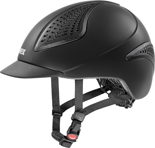 uvex exxential III - Leichter Unisex Reithelm - individuelle Größenanpassung - Black mat M-L