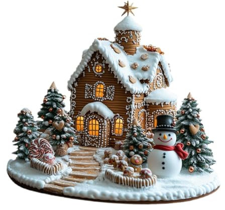 Milageto Décoration de Noël 2D Maison Enneigée à Poser au Sol, Décoration Figurine de Village de Noël Accessoire décoratif 17x20cm Acrylique pour Bureau Bureau Multi-usages