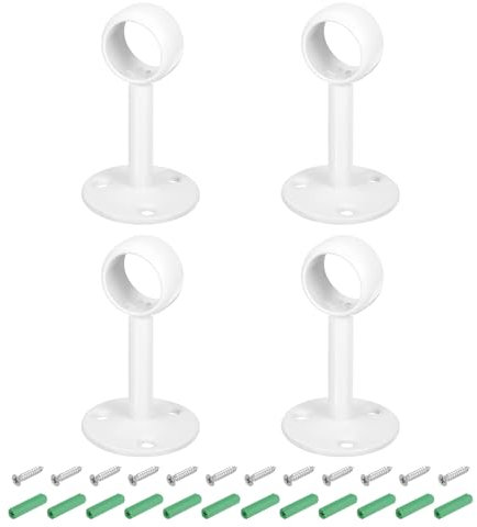 QUARKZMAN 4pz 0,75 Pollici Supporto Asta Tenda, Presa Flangiata per Tubo Montare al Soffitto, Supporto Asta Armadio in Acciaio Inossidabile con Viti, Bianco