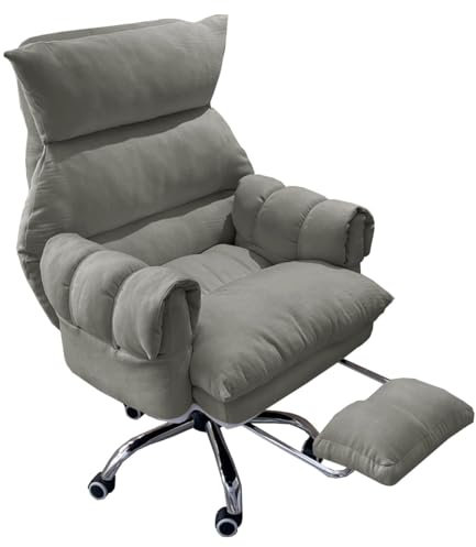 High Back Home Ergonomic Executive Gaming Chair with Adjustable Swivel Rolling Vanity Armrests and Foot Rest Ideal for Living Room Light Gray