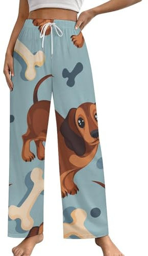 Frauen Pyjamas Hosen Niedliche Dackel Hundeknochen Lounge Pants Schlafanzug Pyjama Unterteile