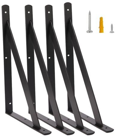 Joumoswk Lot de 4 équerres pour charge lourdes Console murale pour charge maximale 100 kg Support d’étagère (18”)
