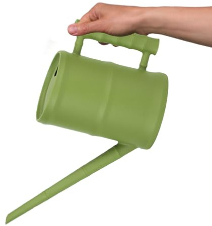 1. Annaffiatoio in stile orientale da 6 l, con beccuccio lungo, in plastica, per interni ed esterni, leggero, piccolo (verde, 34 x 18 cm)