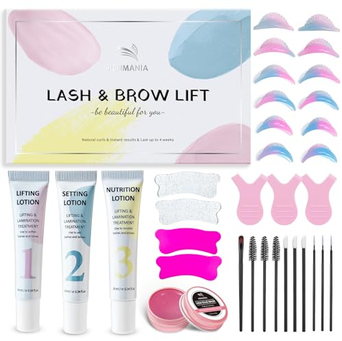 PERMANIA Kit Rehaussement de Cils, 2025 Actualisé Rehaussement Cils, Lash Lift Kit avec Patchs Silicone Réutilisables | Baume à la Colle