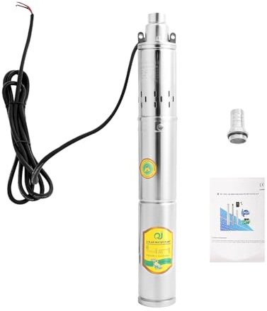 ROGONPDK 370W Solar Powered Submersible Pump | 0.5HP Deep Well Pumps | Water Pump | Electric Submersible Pumps DC | Stainless Steel Fountain-Pump for Factories Mines Enterprises and Wells