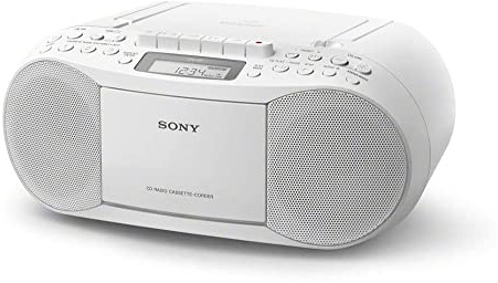 Sony CFD-S70 Portable Classic CD and Tape Boombox with Radio, White, Standard CFDS70W.CEK (Renewed)