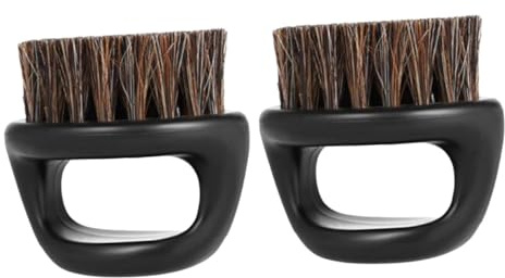 ARTSEWPLY 2 STÜCK Teiliges Herren Bartbürsten mit Kunststoffgriff Kurze Wildschweinborsten Tragbare Ergonomische Bartpflegebürste für Gleichmäßiges Verteilen von Balm und Wachs Schwarz